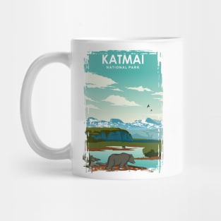 Katmai National Park vintage retro travel poster art Mug